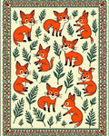 Whimsical Orange Fox Foliage Border Rug