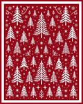 Crimson Forest Snowflake Christmas Trees Rug