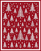 Crimson Forest Snowflake Christmas Trees Rug