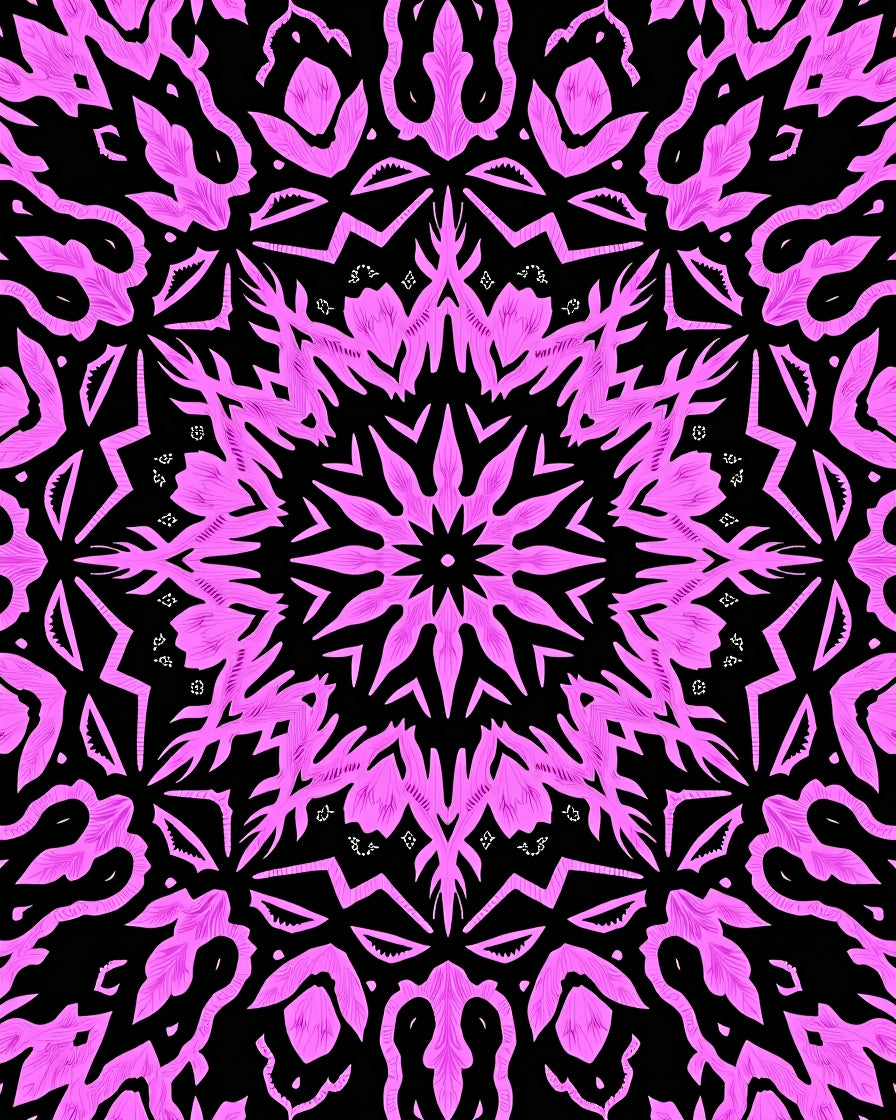 Vivid Pink Kaleidoscope Floral Statement Rug