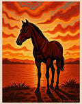 Crimson Horse Sunset Lake Vista Rug