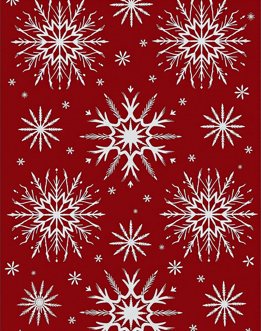 Crimson and White Winter Frost Scatter Rug