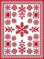 Red Snowflake Mandala Border Design Rug