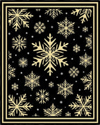 Golden Snowflake Black Winter Charm Rug