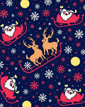 Whimsical Santa Reindeer Snowflake Night Rug