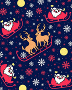 Whimsical Santa Reindeer Snowflake Night Rug