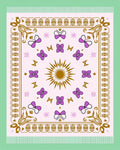 Golden Sun Purple Butterfly Floral Border Rug