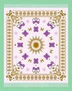 Golden Sun Purple Butterfly Floral Border Rug