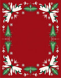 Crimson Green White Floral Evergreen Garland Rug
