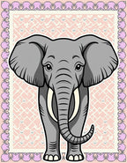 Playful Gray Elephant Pink Mandala Rug