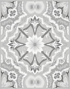 Monochromatic Floral Mandala Symmetry Rug