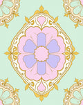 Pastel Floral Medallion with Gold Filigree Rug