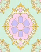 Pastel Floral Medallion with Gold Filigree Rug