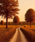 Golden Autumn Path Countryside Trees Rug