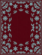 Crimson Snowflake Border Floral Accents Rug