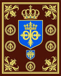 Royal Blue Gold Crest Crown Ornament Rug
