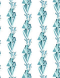 Teal Crystal Leaf Vertical Stripe Rug