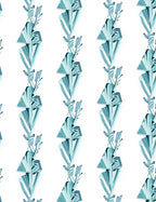 Teal Crystal Leaf Vertical Stripe Rug