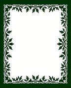 Dark Green Leafy Border Accents Rug