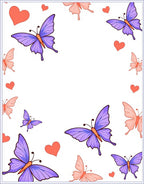 Whimsical Purple Butterfly Hearts Garden Rug