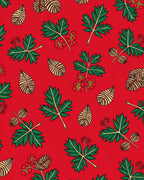 Festive Red Green Berry Leaf Arrangement Rug