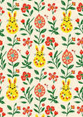 Yellow Bunny Red Floral Garden Rug
