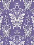 Lavender White Butterfly Floral Scroll Rug