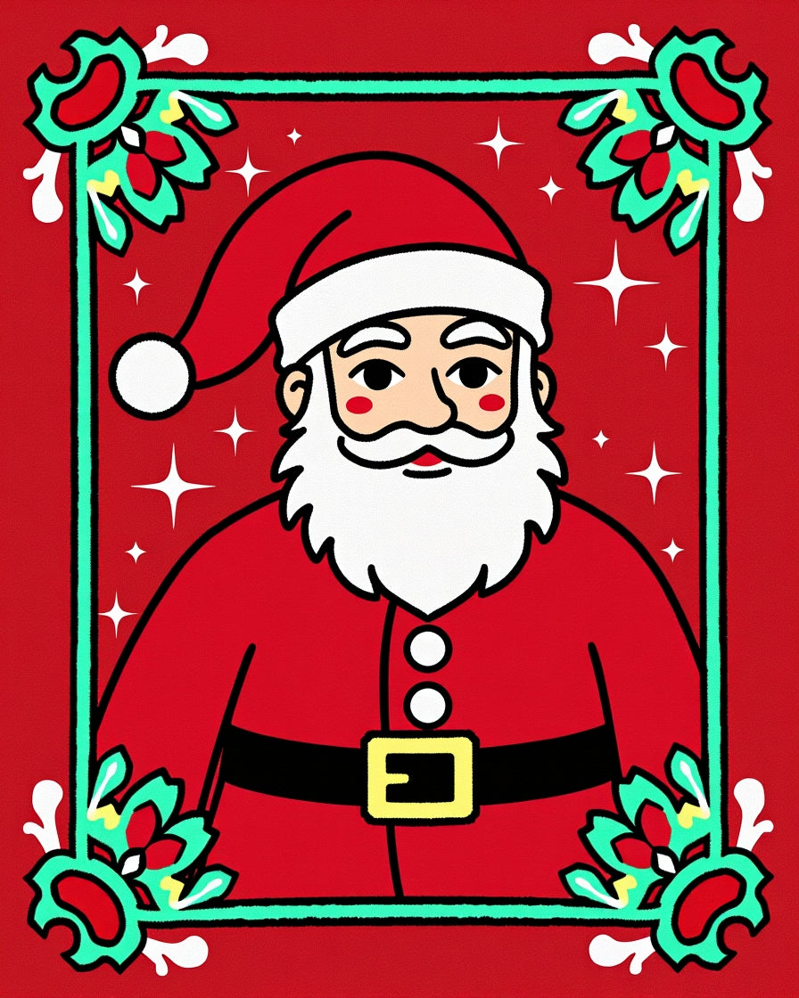 Festive Red Santa Claus Glimmering Stars Rug