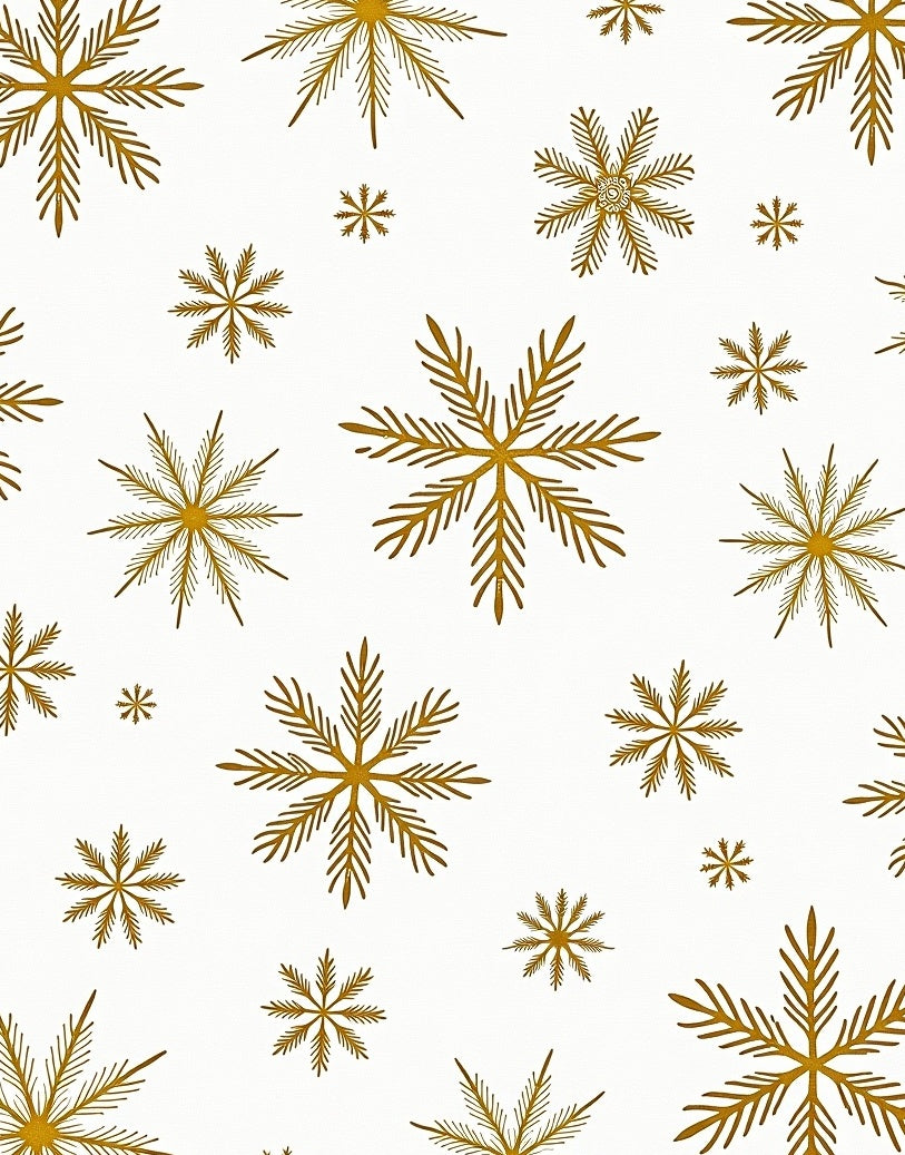 Golden Snowflake Scattered Winter Ground Rug