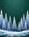 Winter Snowy Forest Pine Trees Rug