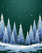 Winter Snowy Forest Pine Trees Rug