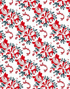 Bold Red White Floral Swirl Arrangement Rug