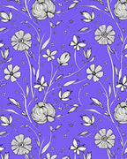 Purple Meadow Floral Outline Rug
