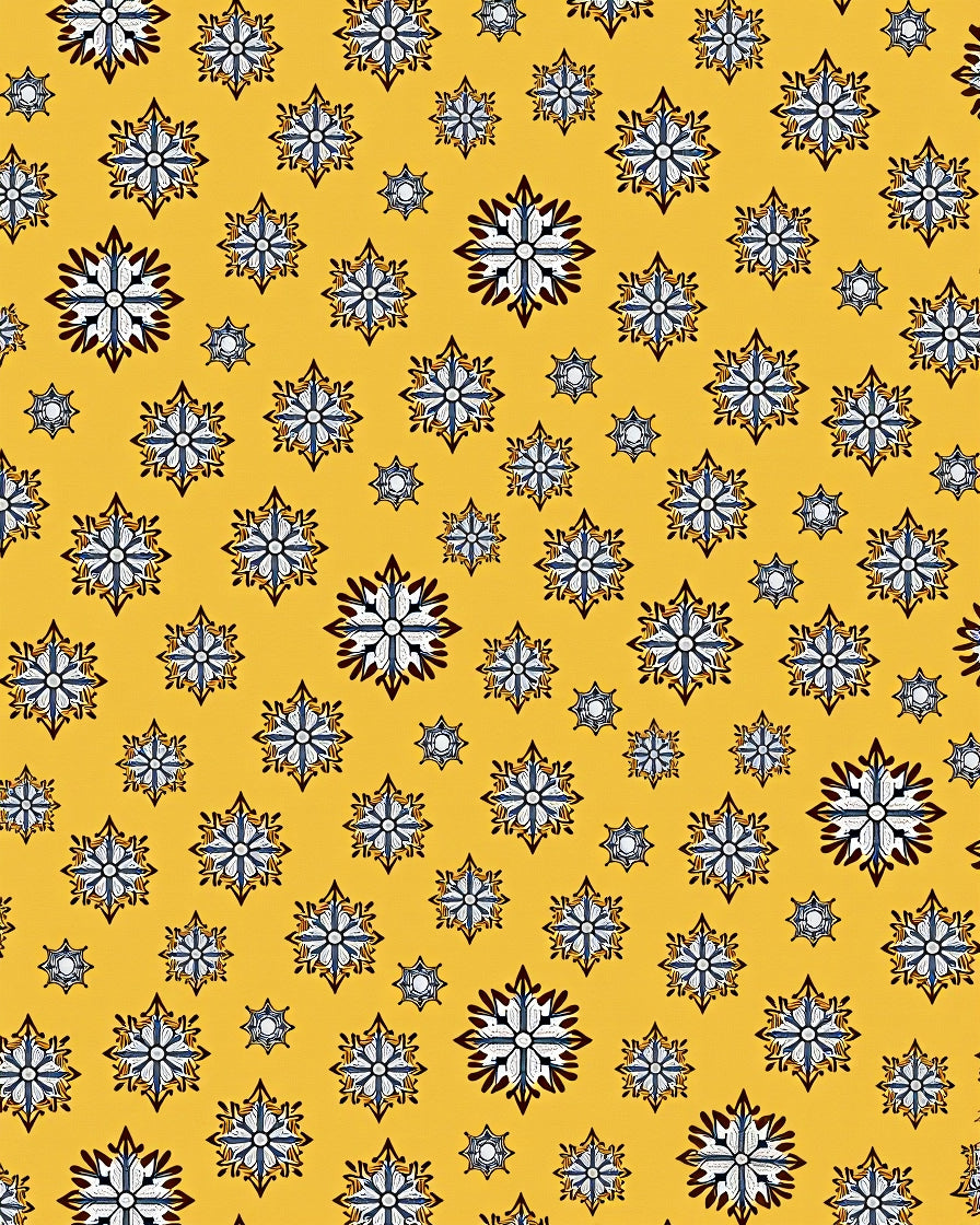 Golden Yellow Snowflake Medallion Rug