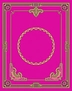 Bold Magenta Golden Geometric Frame Rug
