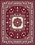 Crimson and Cream Medallion Border Rug