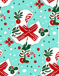 Aqua Red Green Christmas Paper Dolls Rug