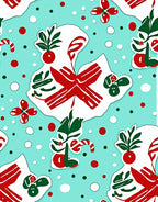 Aqua Red Green Christmas Paper Dolls Rug