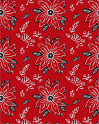 Bold Red White Floral Foliage Rug