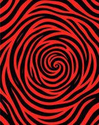 Vibrant Red Black Swirl Rug