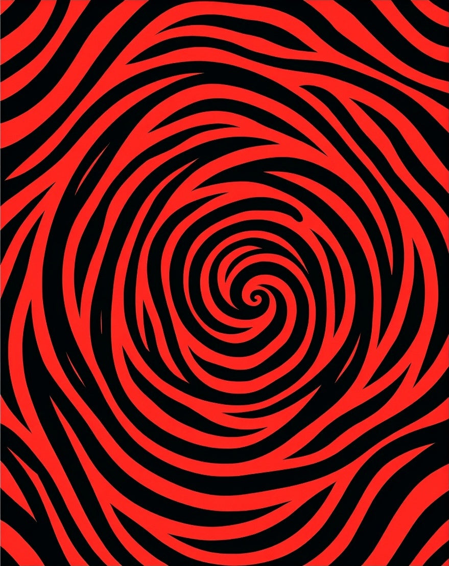 Vibrant Red Black Swirl Rug
