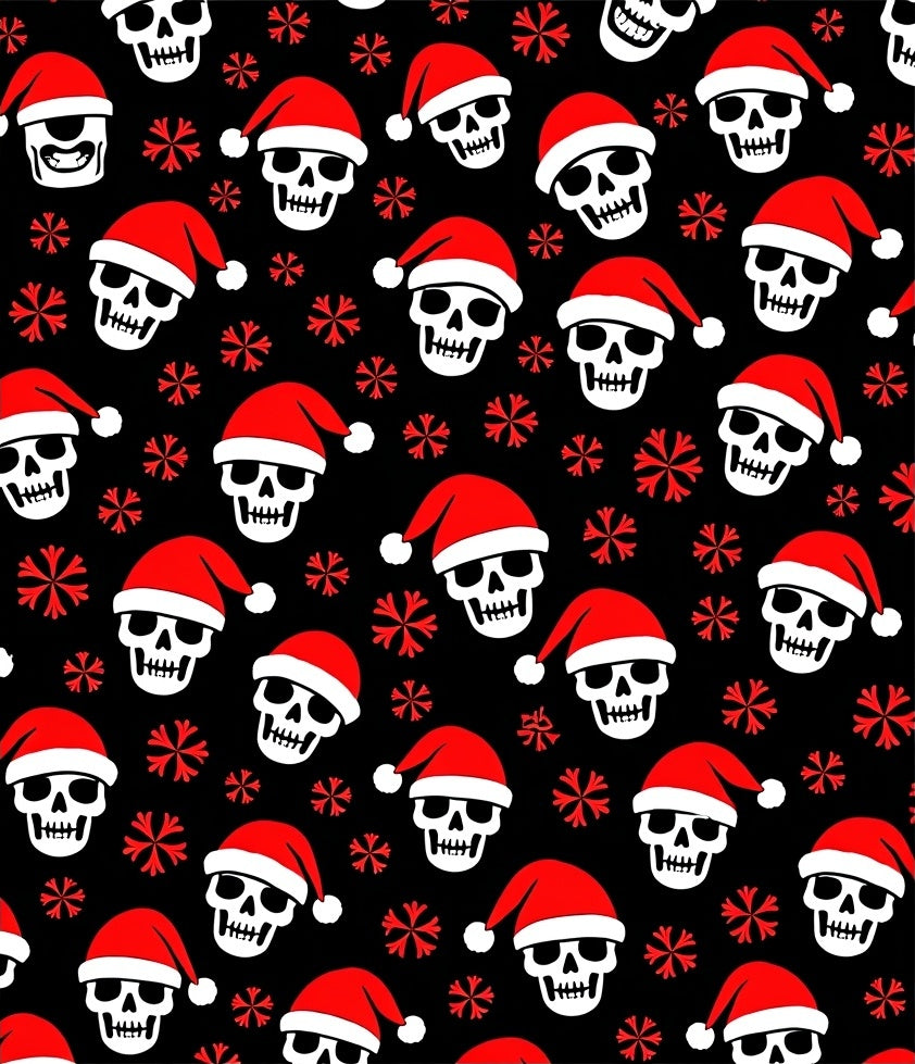 Festive Black Santa Skull Snowflakes Rug