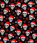 Festive Black Santa Skull Snowflakes Rug