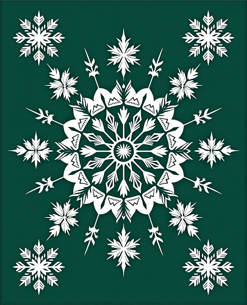 Winter White Snowflake Mandala Rug