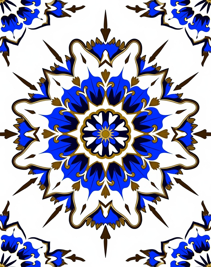 Azure Royal Medallion Arrangement Rug
