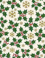 Festive Holly Berry Gold Snowflake Rug
