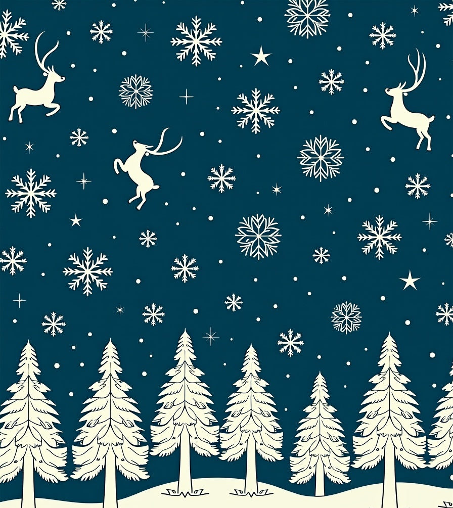 Festive Blue Snowy Reindeer Forest Rug