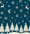 Festive Blue Snowy Reindeer Forest Rug