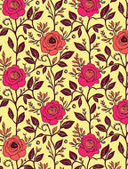 Vibrant Pink Roses Yellow Floral Vine Rug