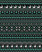 Black White Teal Reindeer Forest Stripe Rug